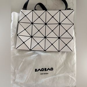 Issey Miyake White and Black Geometric Bag